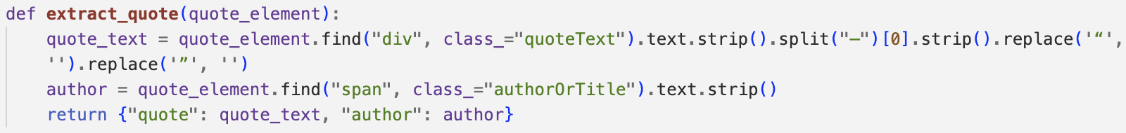 Screenshot of Python code
